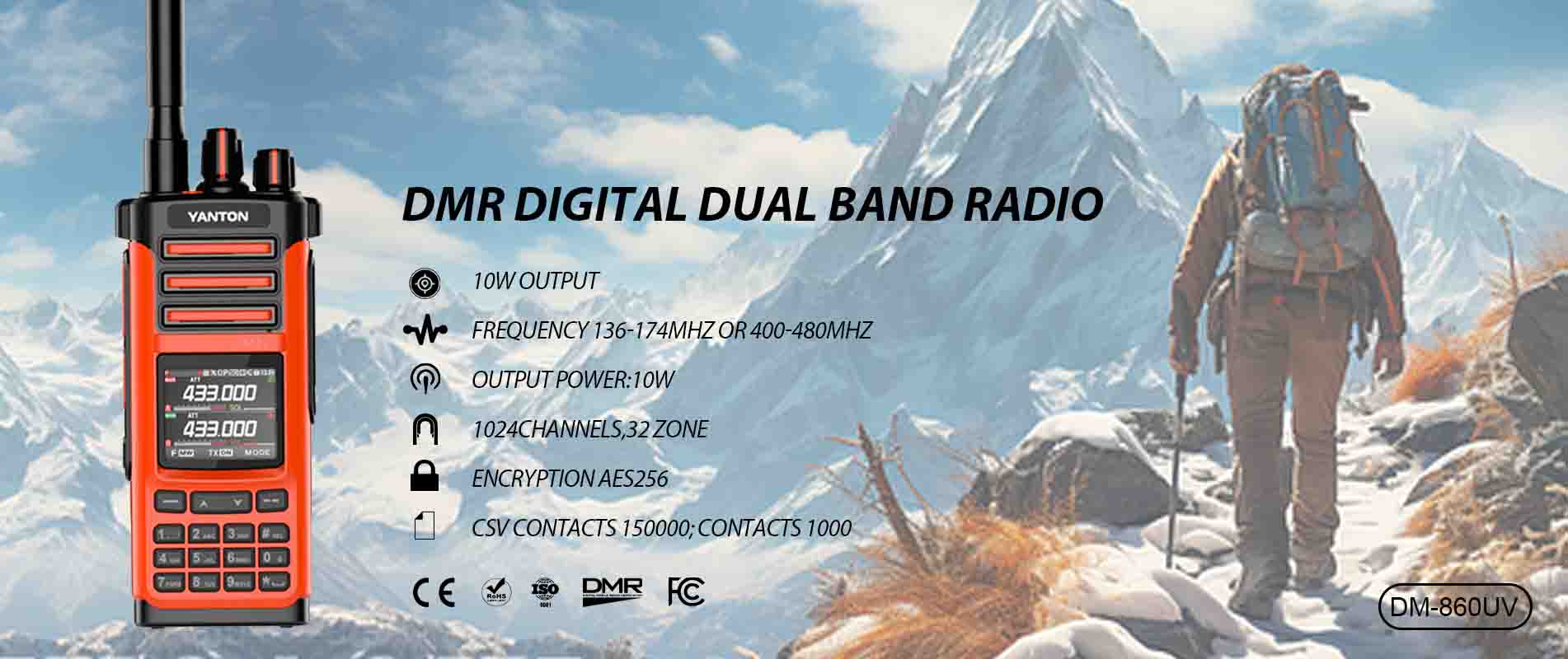 DMR Radio Digital Dual Band Two Way Radio Walkie Talkie