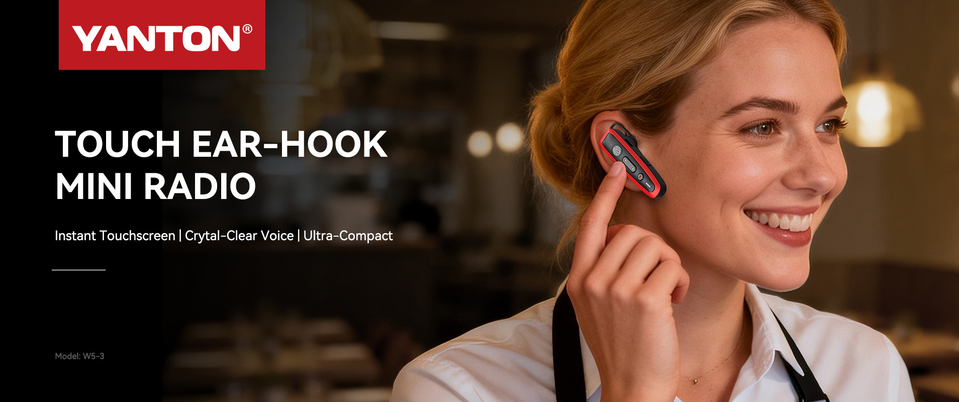 Wireless Ear-Hook Touch PTT Two Way Radio Mini Walkie Talkie